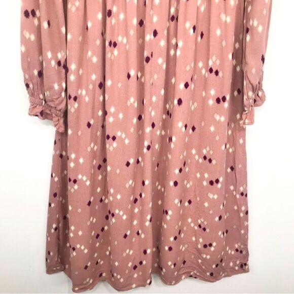 Orange Creek LA Gliks Mauve Pink Modest Diamond Print Long Sleeve Dress NEW - Picture 10 of 16